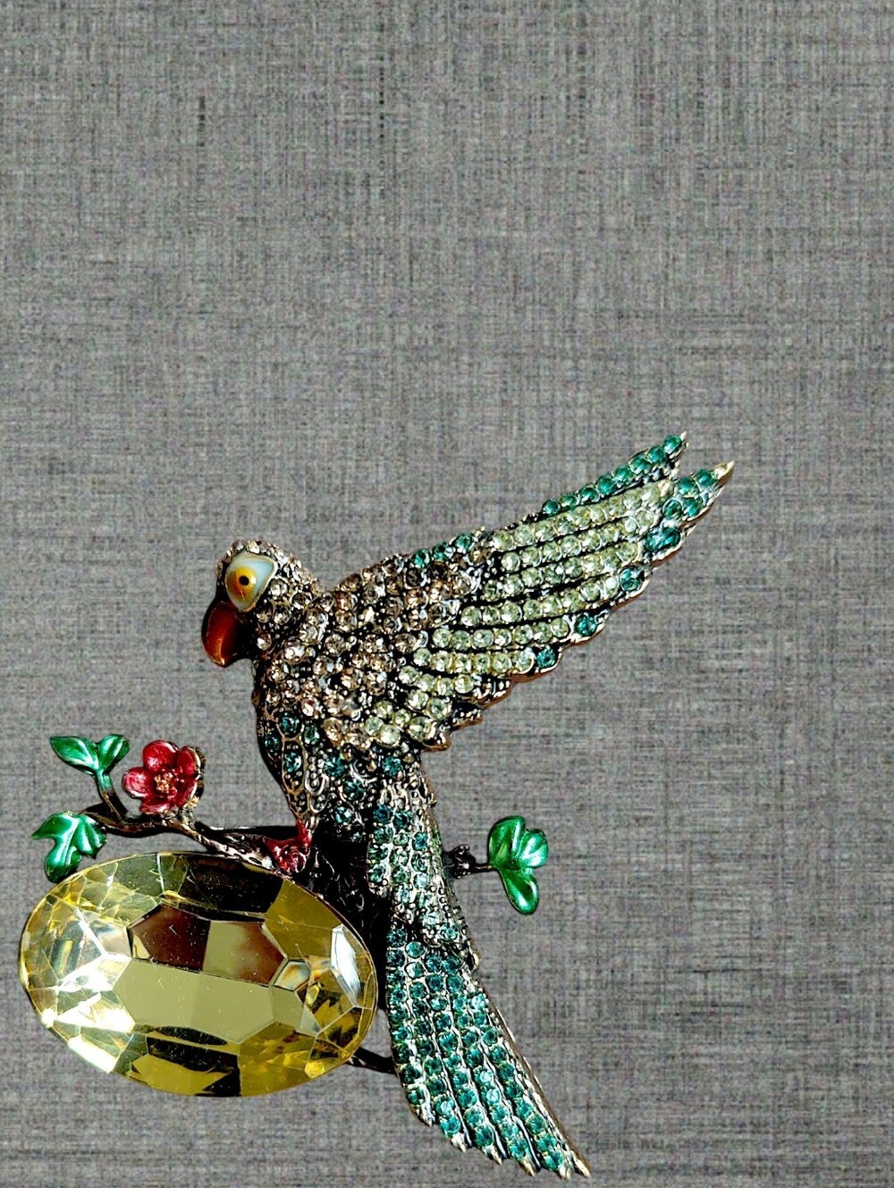 Rhinestone Parrot Brooch